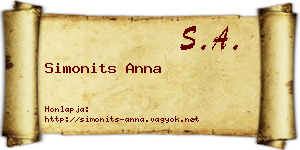 Simonits Anna névjegykártya