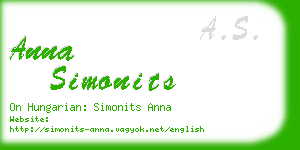 anna simonits business card